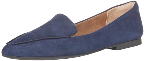 Amazon Essentials Mocasín Plano Mujer, Azul Marino Micro Gamuza, 35 EU