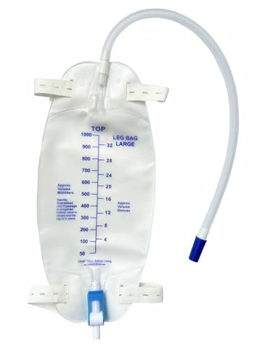 lifevv 3 Pack Easy-Tap Leg Bag Urinary Drainage Bag, 32 Oz with 3 18” Tubing, Anti-Reflux Valve,...