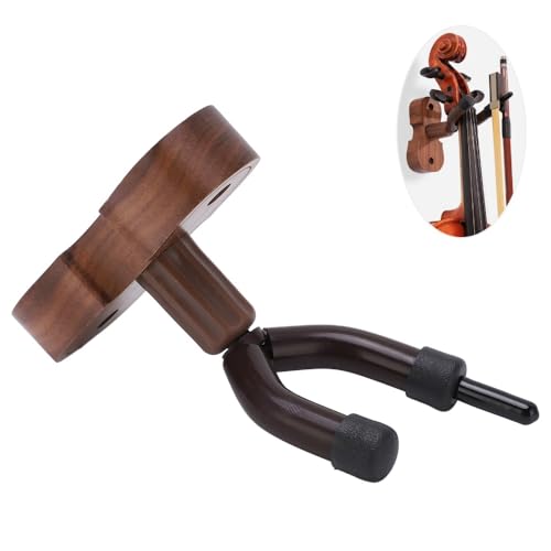 Chiffonade Violin Wall Hook with Bow Holder – Wooden Base Wall Mount Viola Stand for Instrument Storage,Decorative Violin Hanger for Home & Studio Use