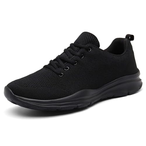 KOUDYEN Laufschuhe Atmungsaktiv Turnschuhe Schnürer Sportschuhe Sneaker für Herren Damen (Voll Schwarz, Numeric_39)