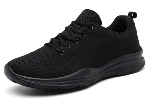 KOUDYEN Laufschuhe Atmungsaktiv Turnschuhe Schnürer Sportschuhe Leichte Gym Fitness Sneaker für Herren Damen(Voll Schwarz,40)