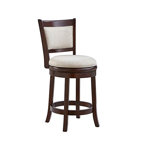 Ball & Cast Swivel Barstool Upholstered Counter Stool 24 inch Kitchen Wooden Bar Stool , Cappuccino&Taupe by Ball & Cast - Used condition - US$65.88