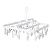 Annaklin Foldable Clip Hangers with 26 Drying Clips, Underwear Hanger with Clips, Plastic Laundry Clip and Drip Drying Hanger for Socks, Bras, Lingerie, Clothes, Sturdy, White