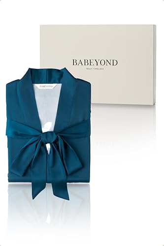 Image of BABEYOND Kimono Robe Cover up with Box Long Floral Satin Sleepwear Silky Bathrobe Bachelorette Robe
