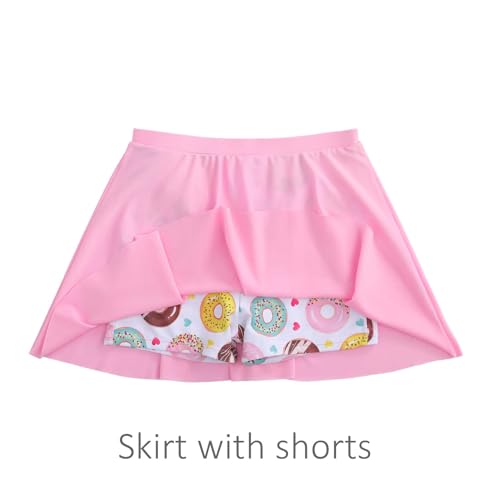 Image of Girls Rash Guard Swimsuit Set Long Sleeve 2 Pieces Bathing Suit Swimming Skirt with Shorts 4-13Y