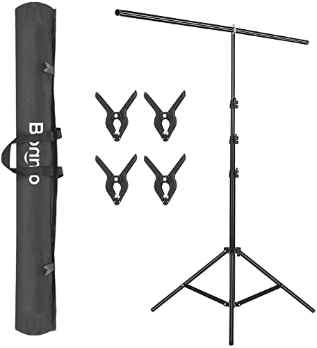 Bonnlo Hintergrundständer T Form 2,6 x 1,5 m Verstellbarer Hintergrundständer mit Tragetasche und 4 Federklammern Backdrop für Fotostudio Porträt Produkt Fotografie, Party, Hochzeit Cover