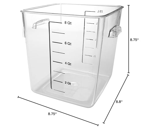 Image of Rubbermaid Commercial Products Space Saving Food Storage Container, 8-Quart, Clear,-40 F to 121 F Temperature Range, Best use for Restaurant Kitchens /Wet and Dry Food /Meats /Pasta,Lid not included