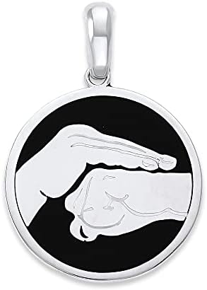 Pome Martial Arts Karate Pendant Necklace in Solid 14k Gold, Made in America (18" Necklace, Black Enamel, White Gold)