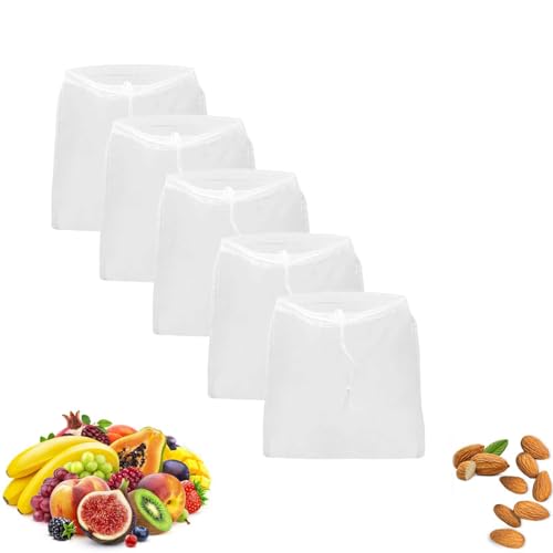 5 PCS Cheese Cloth Muslin Cloth for Nut Milk and Cold Brew Coffee Reusable Food Strainer Bag with Ultra Fine Mesh (30 * 30 cm)