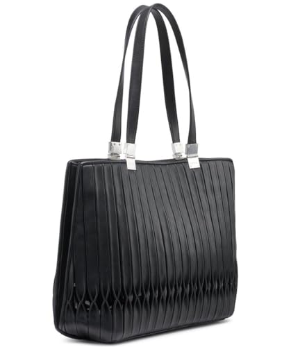 Image of Calvin Klein Women's Granite Geometric Tote Bag - Vegan Leather, Monogram, 3 Pockets