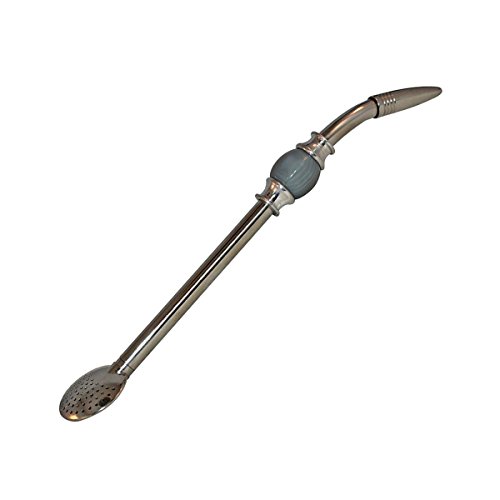 RECHERE Stainless Steel Yerba Mate Tea Bombilla Gourd Drinking Straw Filter Silver (Grey)