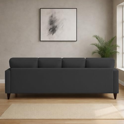 Image of Carlos LHS 4 Seater L Shape Sofa Set for Living Room & Home Office Furniture, Modern Durable Sectional Corner Sofa Couch, Premium Fabric Comfortable Seating with Strong Frame (Black)