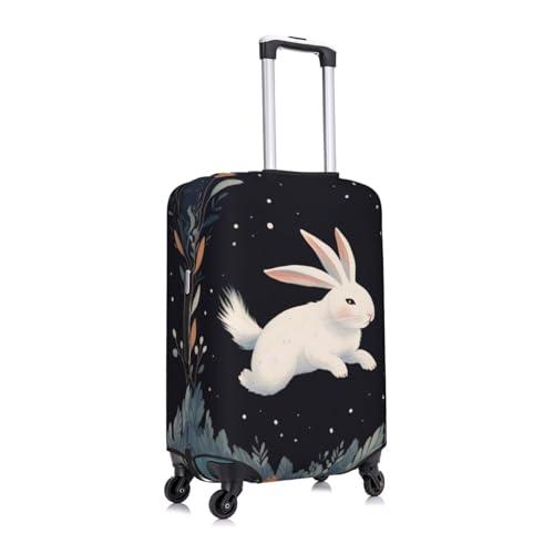 Cute White Rabbit Print Luggage Suitcase Covers Elastic Washable Luggage Protector Luggage Covers For Suitcase3