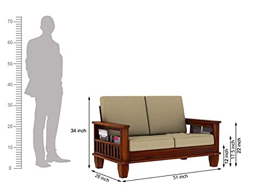 Image of Solid Sheesham Wood 2 Seater Sofa for Living Room | Couch Sofa for Living Room | Sofa Set Furniture for Home| Settee 2 Seater