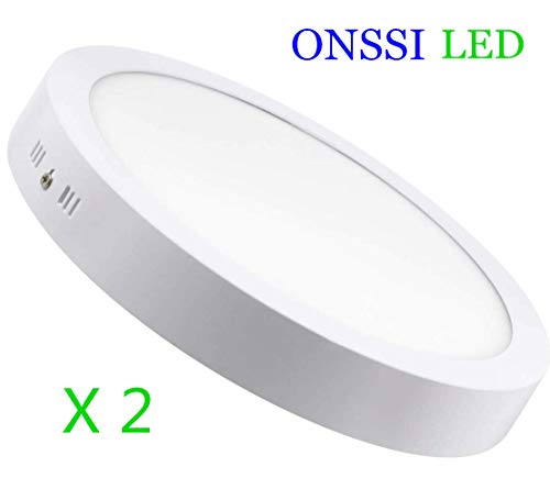 Plafon de Techo LED 24W 2400lm (Pack 2) Blanco Cálido 3000K Downlight Circular ?285mm Superficie Panel LED Iluminacion Para Sala de Estar,Comedor,Dormitorio,Oficina - ONSSI
