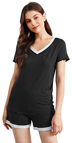 Image of WiWi Viscose from Bamboo Pajamas Set for Women Super Soft Short Sleeve Cooling Summer Plus Size Pjs Sets Sleepwear S-4X