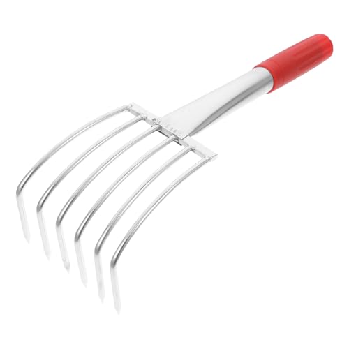 NUOBESTY Stainless Steel Clam Rake with 6 Teeth 35cm Heavy-Duty Shell Digger Tool for Coastal Foraging and Shell Collecting for Outdoor Coastal Digging