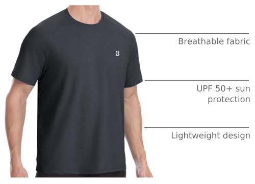 Image of Roadbox Men's Rash Guard Short Slevee, UPF 50+ UV Sun Protection Water T-Shirts, Quick Dry Swim Shirts for Surf Beach Fishing