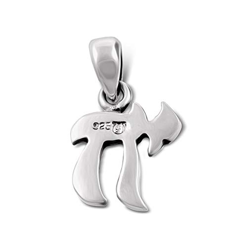 AJDesign 925 Sterling Silver Small Hebrew Letter Chai Necklace Pendant Sign of Life with Chain2