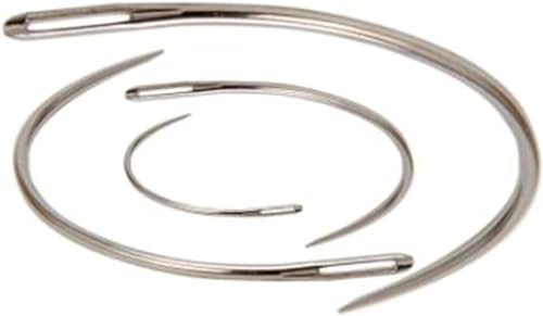 Image of Sliver Home Sewing Curved Upholstery Needles Set of 4 - Needles for Upholstery, Leather, Carpet Canvas Repair Sewing Sharp Needles