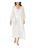 Eileen West Womens Bridal Sleepwear & Loungewear - Santorini Dream Collection - Satin & Lace Ballet Length Wrap Robes for Women, White, L/XL