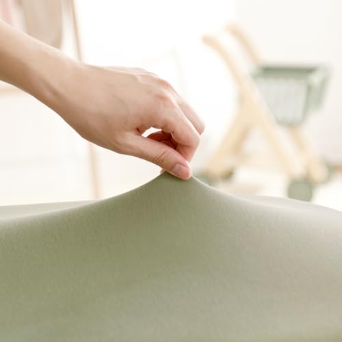 Image of GRSSDER Stretchy Ultra Soft Fitted Bassinet Sheet 2 Pack, Universal Fit for Bassinets Baby Cradle Moses Basket Oval Rectangle Mattress Safe and Snug, Jersey Bassinet Sheets for Girls, Green & Sage