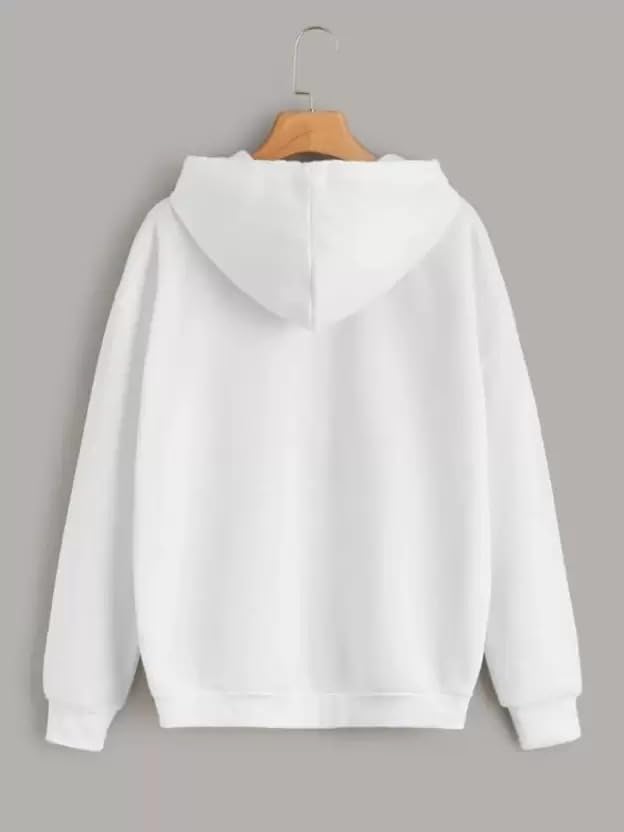 Image of Women's Solid Casual Zipper Cotton Relaxed Fit Sweatshirt for Winter (S, White)