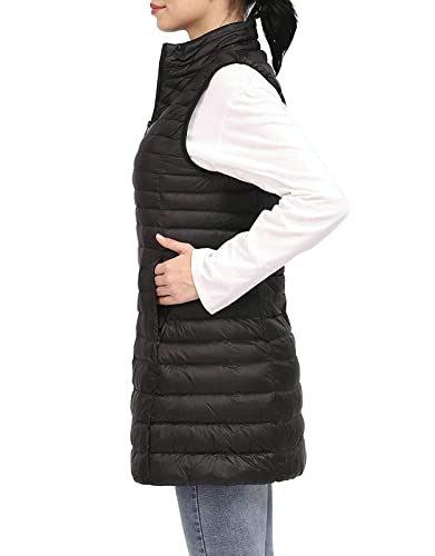 Elfjoy Women's Ultra Light Long Down Vest Black L #TOP2