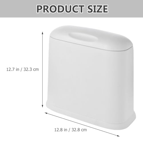 Caneca de basura pequeña compacta con tapa blanca ovalada miniatura 2