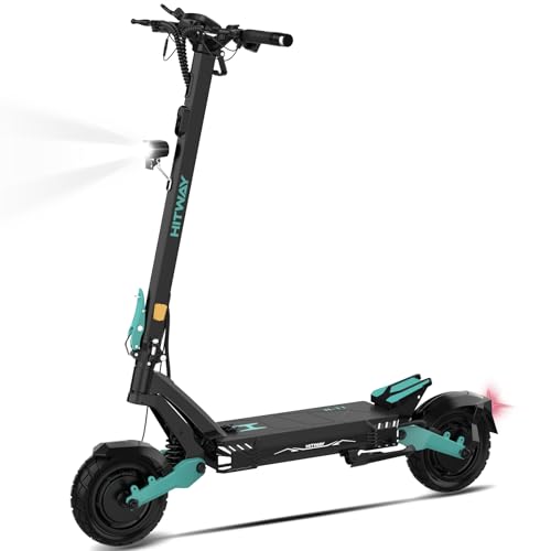 HITWAY H11 E Scooter mit Straßenzulassung,250W*2 Motor Spitze 1800 * 2,130 KM, 52V 23.4Ah,10 Zoll Offroad-Gummireifen,150KG Max,Doppelter Stoßdämpfung,Faltbarer E Scooter für Erwachsene - mit APP