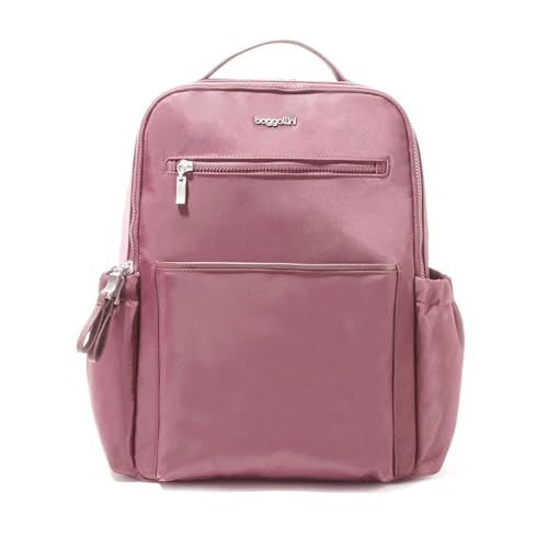 Image of Baggallini Tribeca Expandable Laptop Backpack, Mauve Twill