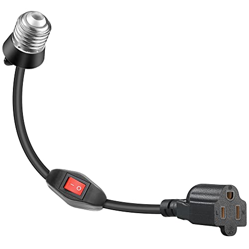 3 Outlet Light Socket Adapter, Convert E26/E27 Bulb Socket To 3 Prong Outlet With On/Off Switch, Flexible Light Socket Converter Suitable For Indoor Outdoor Porch Garage Patio Use #TOP22