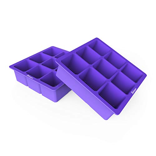 Bakerpan Silicone Medium Ice Cube Mold Stackable Tray, 1.5 Inch Squares, 9 Cavities