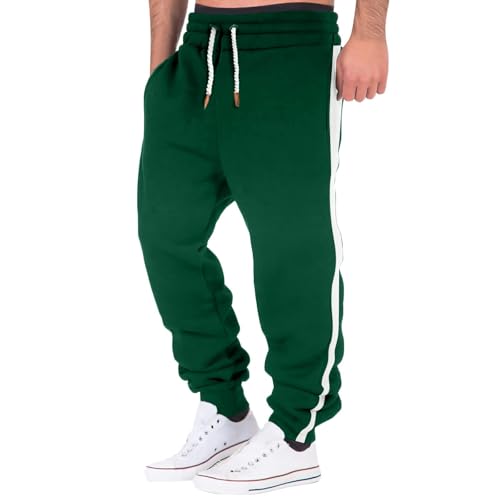 Men's Fleece Heavyweight Cargo Sweatpants Stretch Elastic Waist Workout Jogger Pants Drawstring Sport Trousers