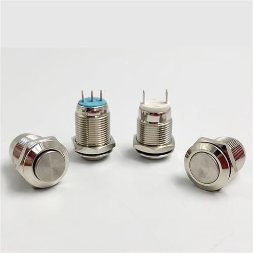 Interrupteur bouton-poussoir 12mm momentané à tête haute en métal 3 broches