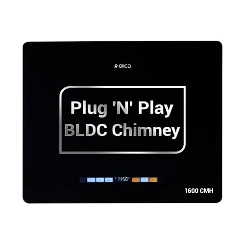 Elica Kitty Plug N Play BLDC 60cm 1600 m3/hr Ductless Autoclean Kitchen Chimney| Baffle + Air Recycle Filter| 15Yr Motor + 5yr Filter Warr|3-way Suction| 43dB| 9 Speed RPM Display| Touch+Motion Sensor