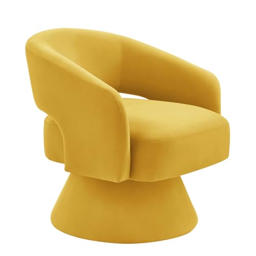 Sillón redondo giratorio terciopelo amarillo miniatura 6