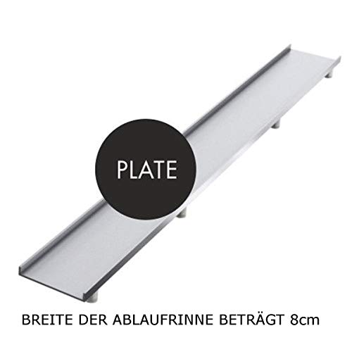 VBChome Duschelement 80x80x5/10,5cm Duschboard 4-seitiges Gefälle Extra Flach Befliesbar Duschrinne 8cm Abdeckung PLATE Ablauf BASE S4