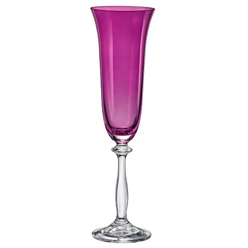 Jogo de 6 Taças para champanhe Angela colorida em cristal ecológico 190ml A24,5cm violeta