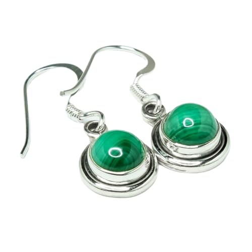 Boucles d'oreilles malachite naturelle et argent 925 minimalistes LK_RDG_00028