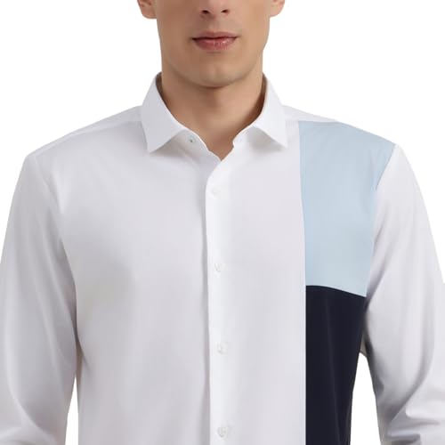 Image of United Colors of Benetton Slim Fit Semi-Cutaway Collar Colorblocked Shirt - 26P5CB104PLNI901