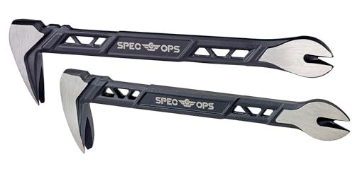 Image of Spec Ops Tools Nail Puller Cats Paw Pry Bar for Prying, Demolition & Nail Pulling, High-Carbon Steel, 8, 10 Inch Combo Pack