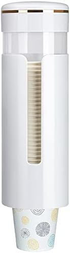 Cup Dispenser, Wall Mount Water Cooler Cup Dispenser fits 4-7 oz Disposable Paper and Plastic Cups, Pull Type Cup Holder for Bathroom, Office, Break Room, Gym, White