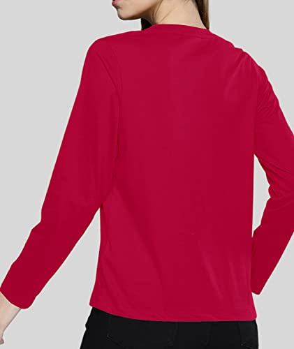 Image of Premium Plain Women V Neck Full Sleeves Cotton Tshirt. Festive,Offer,Discount,Sale,Limited Edition, Trending Tees and Tshirts.