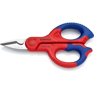 knipex ciseaux d’électricien avec gaines bi matière, renforcées de fibres de verre 155 mm (carte ls/blister) 95 05 155 sb