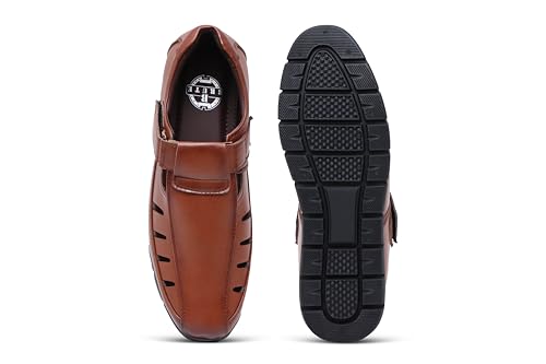 Image of BRUTE Faux Leather Sandals for Men | Fisherman Sandals | Closed Ethnic Sandals