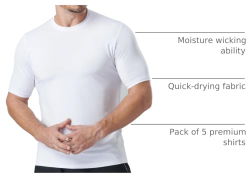 Image of 5 Pack Men's Active Quick Dry Crew Neck T Shirts | Athletic Running Gym Workout Short Sleeve Tee Tops Bulk