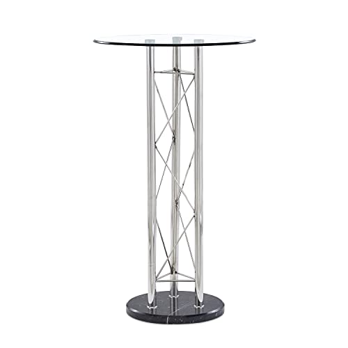 Global Furniture Bar Table, Clear/Black/Chrome