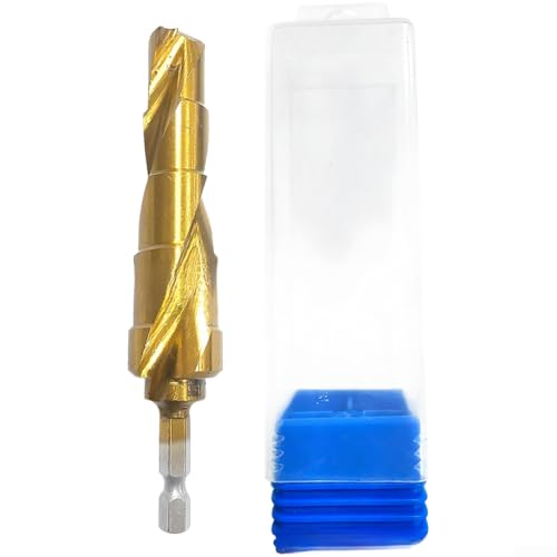 Linnkyfloa Broca escalonada recubierta de titanio para carpintería, tamaño de agujero de 14 mm a 22 mm, vástago hexagonal para un agarre seguro