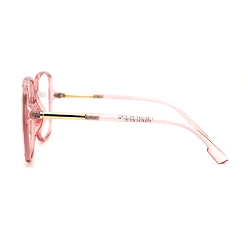 Sa106 Womens 90S Oversize Rectangular Butterfly Clear Lens Eyeglasses Pink Gold thumb #2